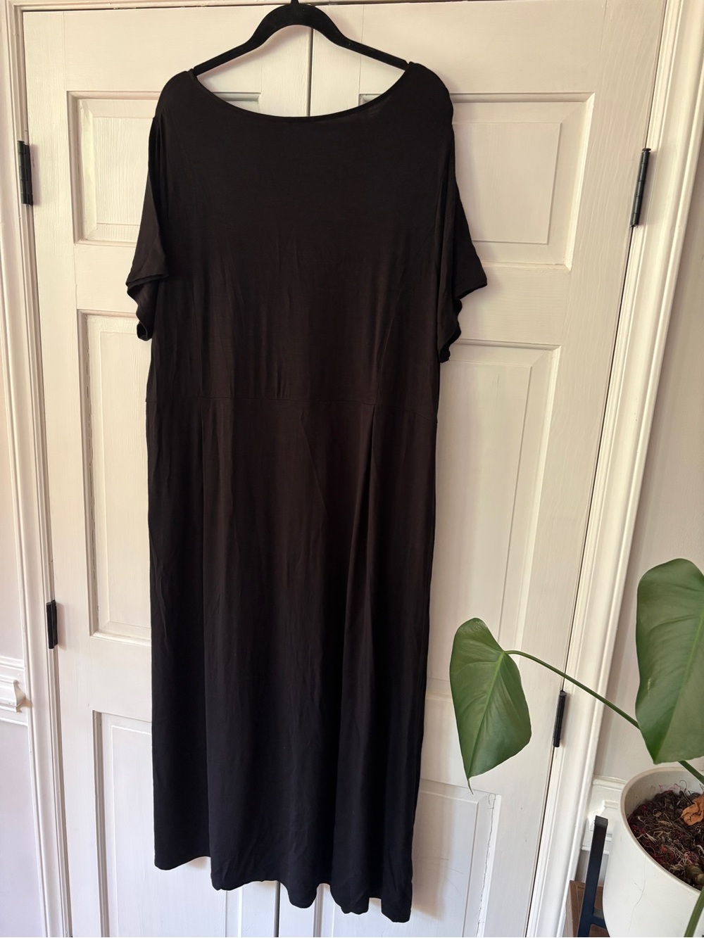 J Jill Solid Black Maxi Dress Short Sleeve Pocket Flowy Lightweight Plus Size 3X - Picture 9 of 12